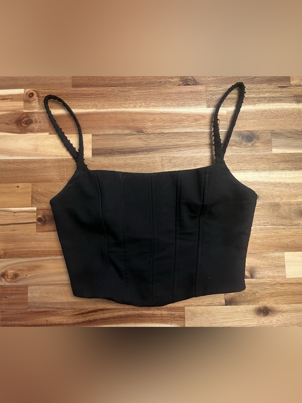 Zara Black Cropped Corset-Style Top